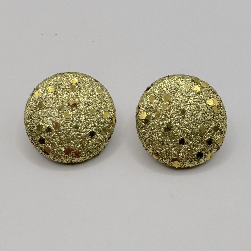 VINTAGE Round Gold Glitter Earrings